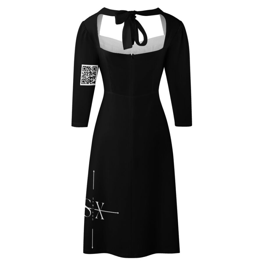 SXAXIS™ Sweetheart Knot Flare Dress | QR Code Streetwear & Interactive Fashion - Image 7