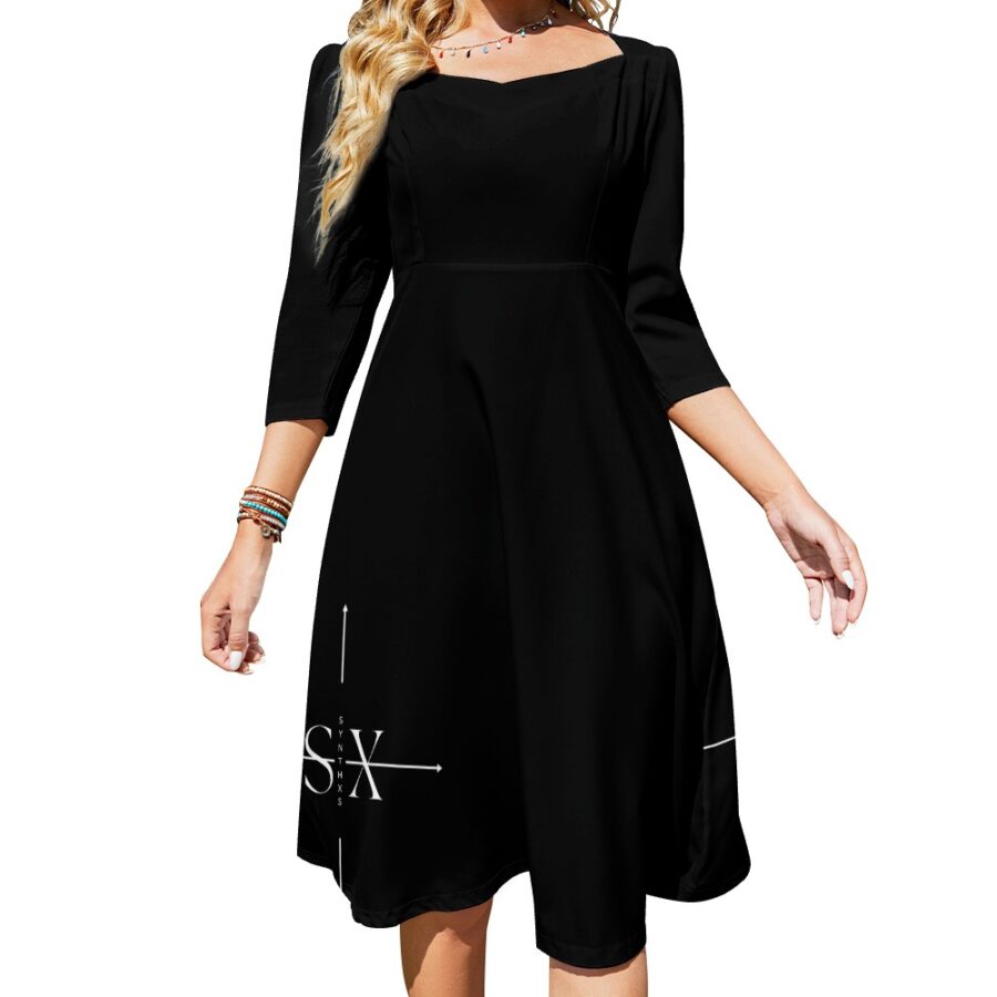 SXAXIS™ Sweetheart Knot Flare Dress | QR Code Streetwear & Interactive Fashion