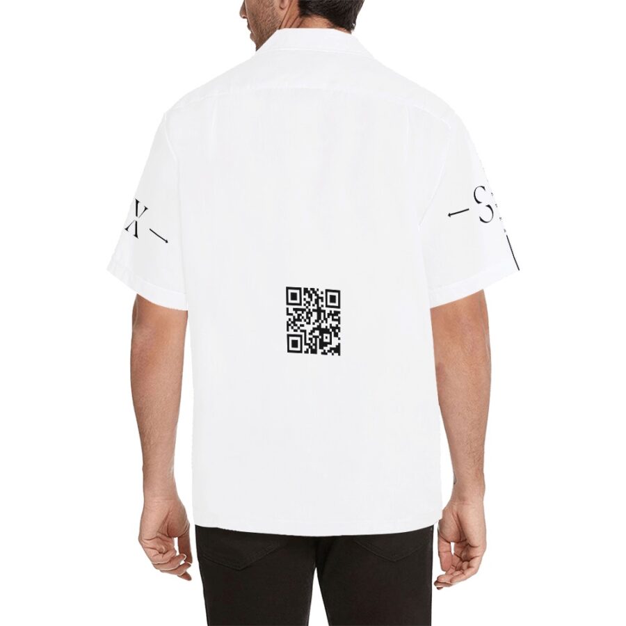 SXAXIS™ Men's All Over Print Hawaiian Shirt (Model T58) | QR Code Streetwear & Interactive Fashion - Image 2