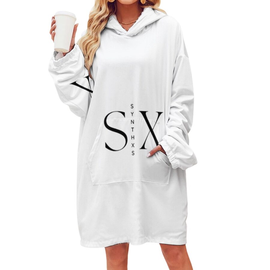 SXAXIS™ Women’s Adult Hooded Blanket Shirt | QR Code Fashion & Interactive Apparel