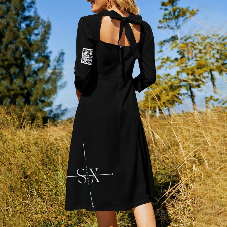 SXAXIS™ Sweetheart Knot Flare Dress | QR Code Streetwear & Interactive Fashion - Image 2