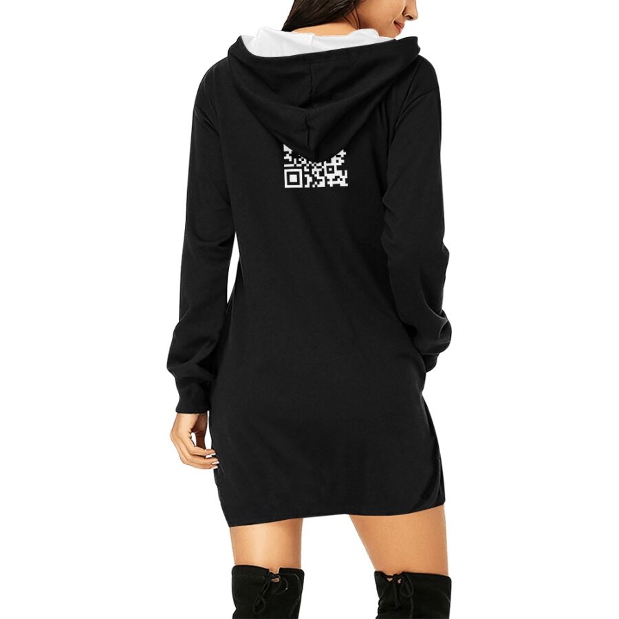 SXAXIS™ Women’s All Over Print Hoodie Mini Dress | QR Code Streetwear & Interactive Fashion - Image 3