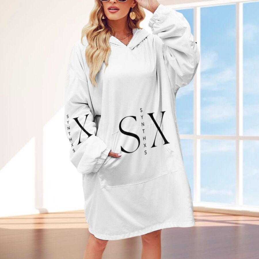 SXAXIS™ Women’s Adult Hooded Blanket Shirt | QR Code Fashion & Interactive Apparel - Image 3