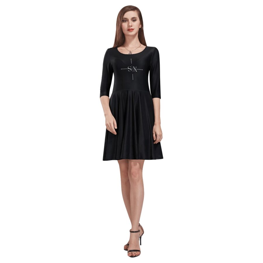 SXAXIS™ Women’s Half-Sleeve Skater Dress  | QR Code Streetwear & Interactive Fashion