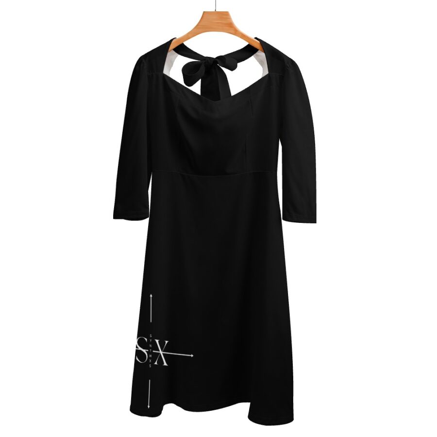SXAXIS™ Sweetheart Knot Flare Dress | QR Code Streetwear & Interactive Fashion - Image 4