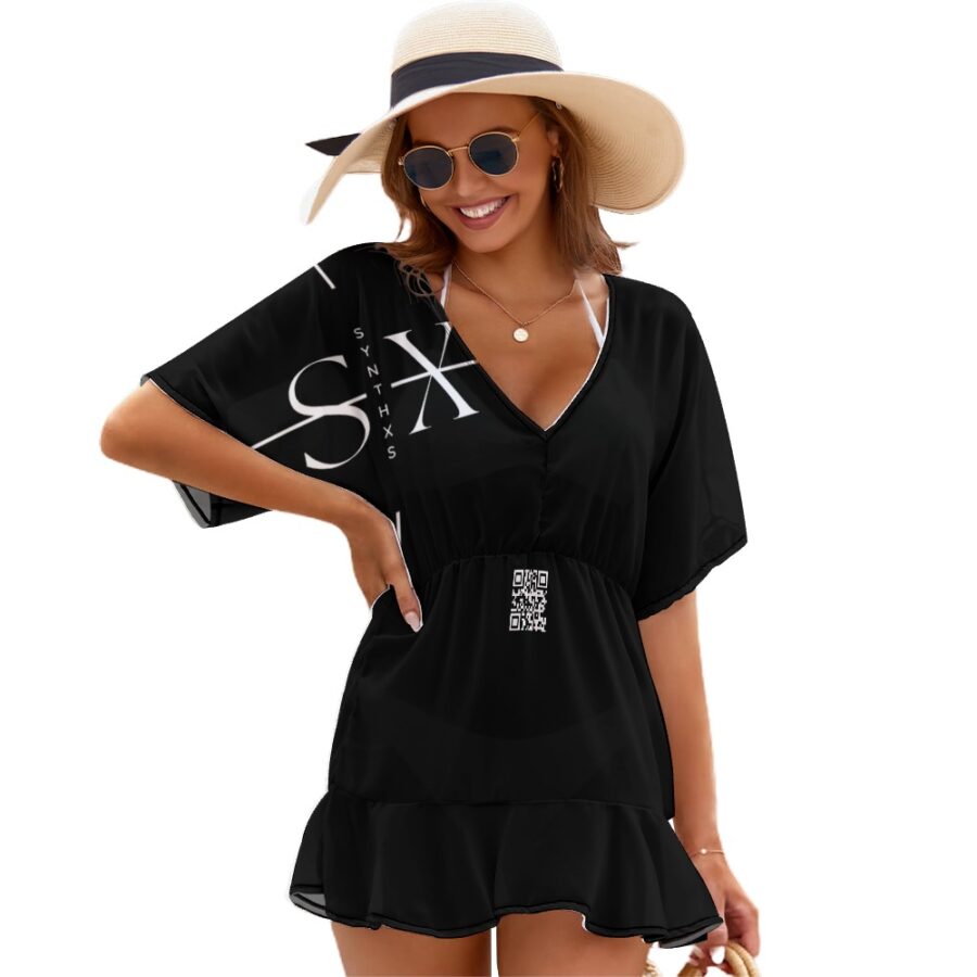 SXAXIS™ Ladies Thin Short Sleeve One Piece Dress | QR Code Streetwear & Interactive Fashion