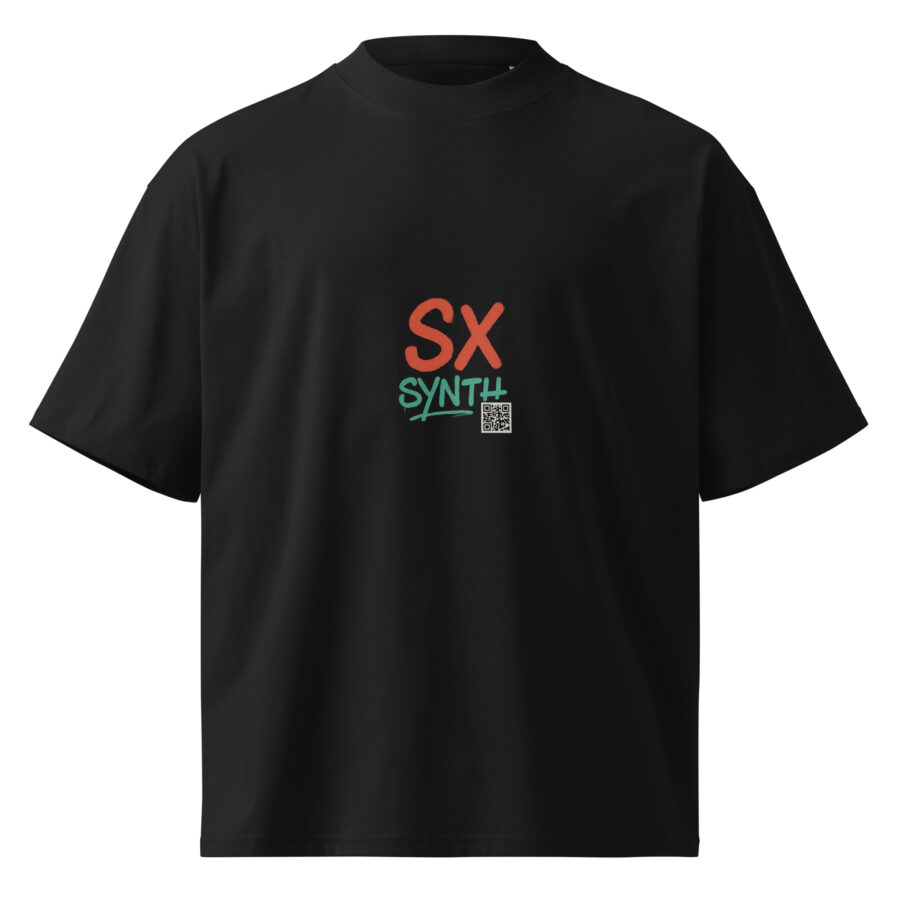 SXAXIS™ Unisex organic oversized high neck t-shirt | QR Code Fashion & Interactive Apparel