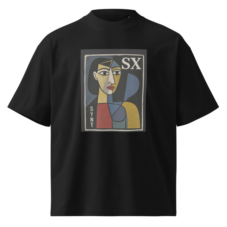 SXAXIS™ Unisex organic oversized high neck t-shirt | QR Code Fashion & Interactive Apparel - Image 5