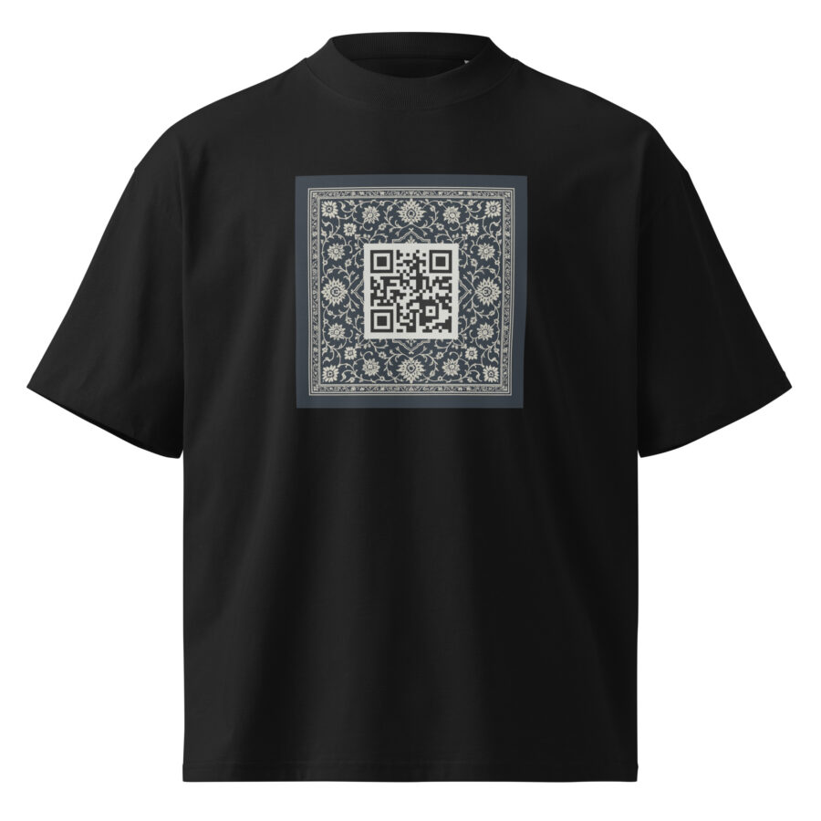 SXAXIS™ Unisex organic oversized high neck t-shirt | QR Code Streetwear & Interactive Fashion