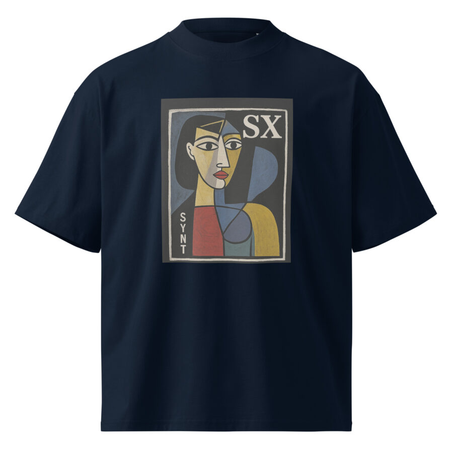 SXAXIS™ Unisex organic oversized high neck t-shirt | QR Code Fashion & Interactive Apparel
