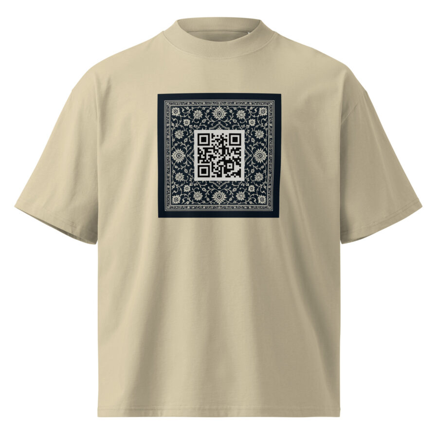 SXAXIS™ Unisex organic oversized high neck t-shirt | QR Code Streetwear & Interactive Fashion - Image 9