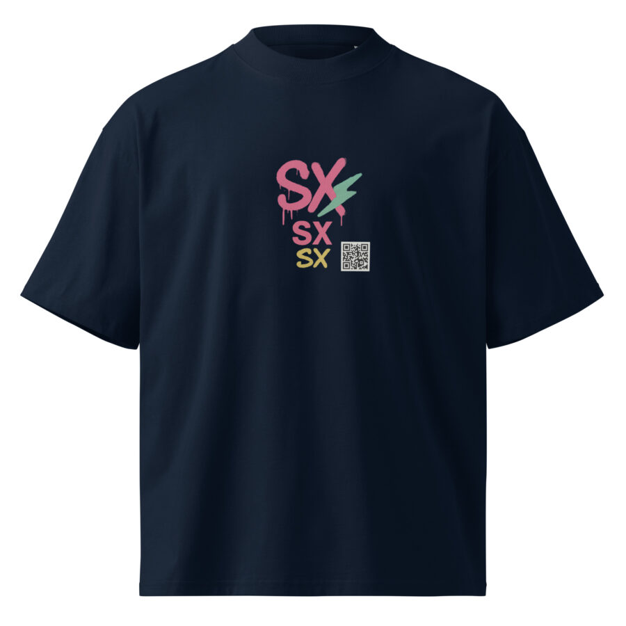 unisex organic oversized high neck t shirt french navy front 68750731cedeb.jpg