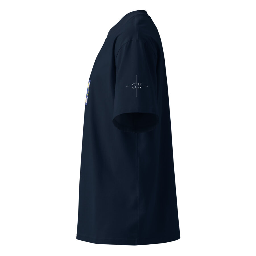 unisex organic oversized high neck t shirt french navy left 68750a36c034b.jpg